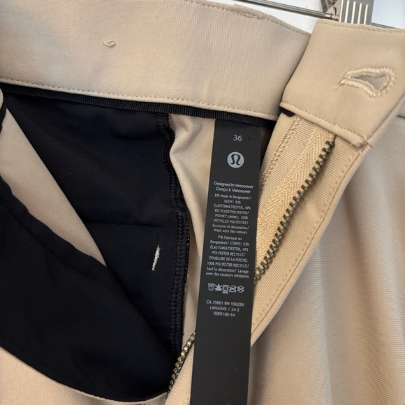 Lululemon ABC Slim Fit Trousers Warpstream Trench 36x30 M5AO4S Khaki Work Career - Picture 5 of 7